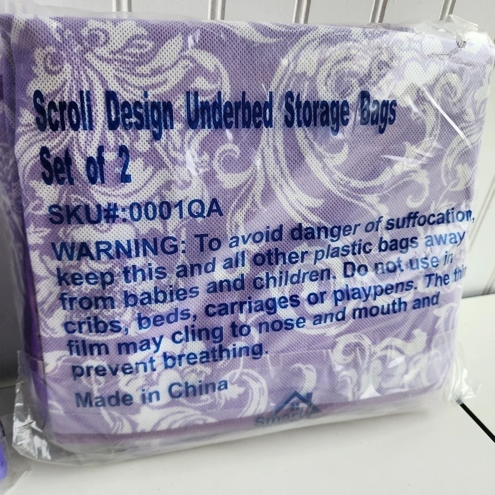 Set Of 5 Smart Home Essentials For Living Underbed Storage Bags Scroll Design